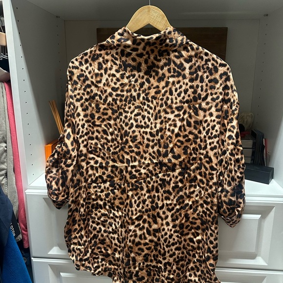 Zara Leopard Print Oversized Button down Shirt - Picture 8 of 8